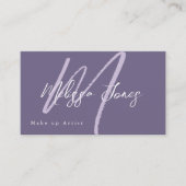 Lila Monogramm Initial Elegant Minimalistisch Visitenkarte (Vorderseite)