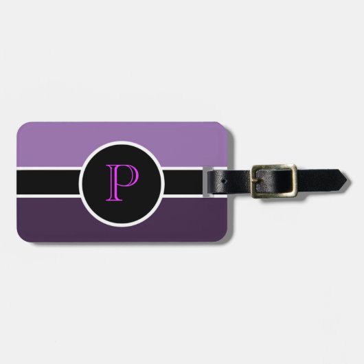 Lila Monogramm Initial Modern Chic Travel Bag Gepäckanhänger (Vorderseite horizontal)