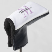 Lila Monogramm Initial und Name Personalisiert Golf Headcover (3/4 Vorderseite)