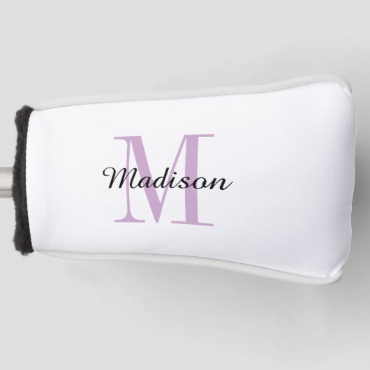 Lila Monogramm Initial und Name Personalisiert Golf Headcover (Vorderseite)