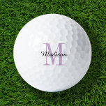 Lila Monogramm Initial und Name Personalisiert Golfball<br><div class="desc">Erhöhen Sie Ihr Golfspiel mit unseren individuellen Golfbälle, personalisiert mit einem einfachen Monogramm-Initial und einem Skriptnamen-Overlay. Wählen Sie aus einer großen Auswahl an Farben, um ein zeitloses Design zu schaffen, das wirklich einzigartig ist. Diese Golfbälle sind ein perfektes Geschenk für jeden Anlass, ob Weihnachten, Vatertag oder Muttertag. Mit ihrer durchdachten...</div>