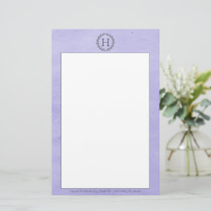 Lila Monogramm-Krängungsstadium Briefpapier