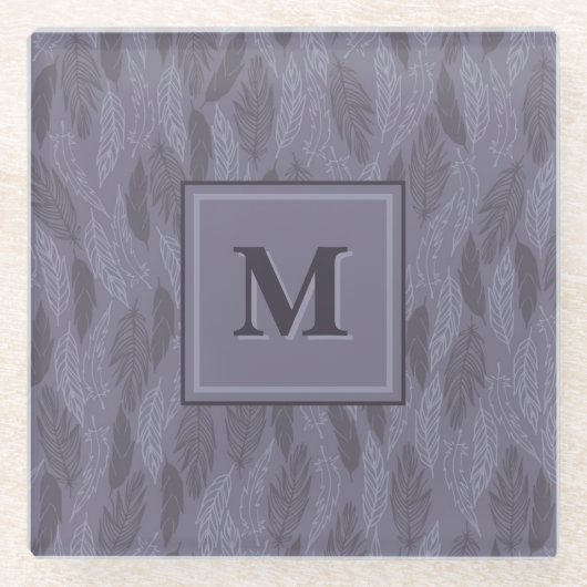 Lila Monogramm-Leaf-Muster Glasuntersetzer (Vorderseite)