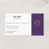 lila Monogramm-Logo Visitenkarte (Rückseite)