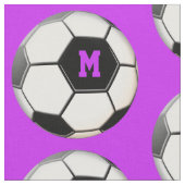 Lila Monogramm-Muster des Fußball-Balls Stoff (Nahaufnahme)