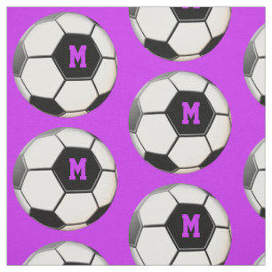 Lila Monogramm-Muster des Fußball-Balls Stoff