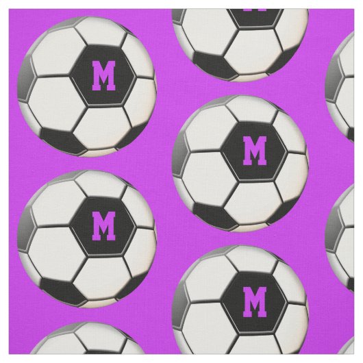Lila Monogramm-Muster des Fußball-Balls Stoff (Muster)