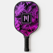 Lila Monogramm, Ombre Palm Modern Pickleball Schläger (Vorderseite)