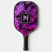 Lila Monogramm, Ombre Palm Modern Pickleball Schläger (Rückseite)