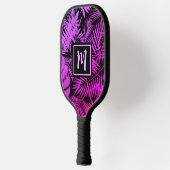 Lila Monogramm, Ombre Palm Modern Pickleball Schläger (Links)