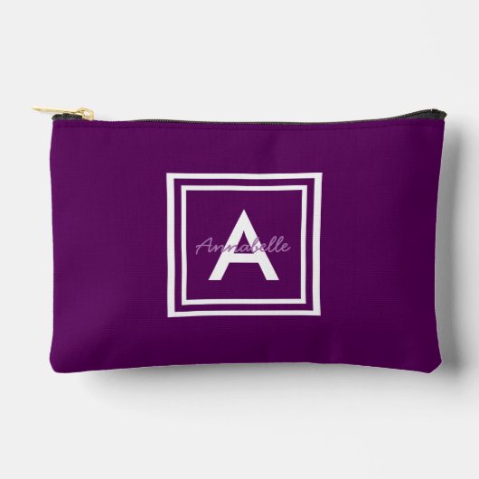 Lila Monogramm Personalisiert Zubehörtasche (Vorderseite)