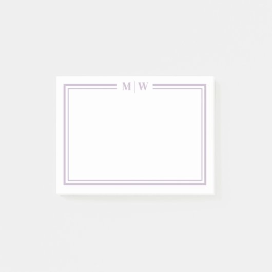 Lila Monogramm Post-it Klebezettel (Vorderseite)