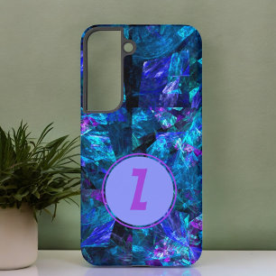 Lila Monogramm Stylische Blaue Abstrakte Vorlage Samsung Galaxy Hülle