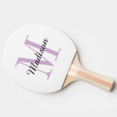 Lila Monogramm und Name Personalisiert Tischtennis Schläger (Seitenansicht)