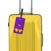 Lila Monogramminitialen aus Goldbogen Gepäckanhänger