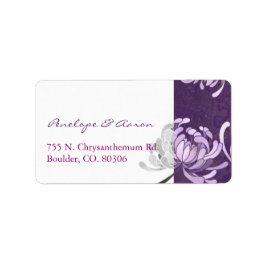 Lila Monotone Floral Wedding Address Adressaufkleber