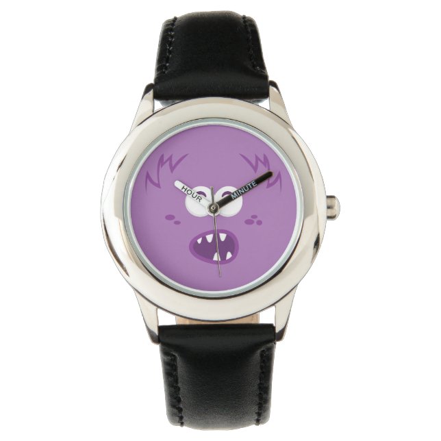 Lila Monster-Face-Watch Armbanduhr (Vorderseite)