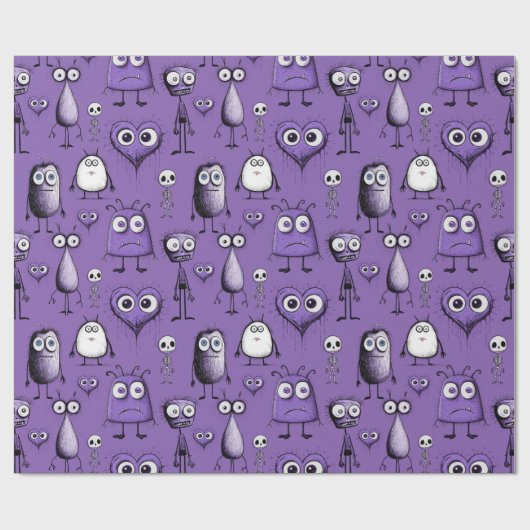 Lila Monster Geschenkpapier (Flach)