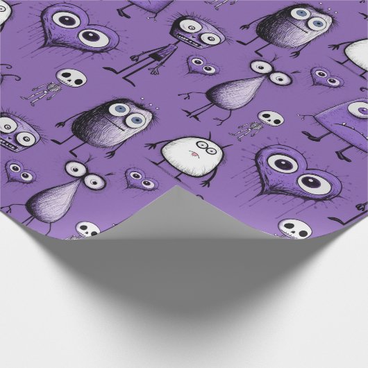 Lila Monster Geschenkpapier (Ecke)