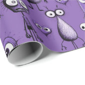 Lila Monster Geschenkpapier (Rolleneckpunkt)
