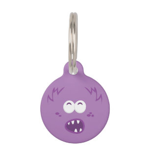 Lila Monster-Gesicht-Tag Tiermarke