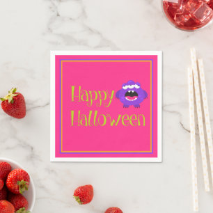 Lila Monster Halloween Spaß Kinder Serviette