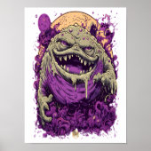 Lila Monster-Horror-Comic-Art-Poster Poster (Vorne)