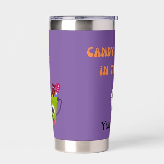 Lila Monster im Training Personalisiertes Hallowee Thermobecher (Links)