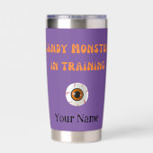 Lila Monster im Training Personalisiertes Hallowee Thermobecher (Rückseite)