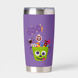 Lila Monster im Training Personalisiertes Hallowee Thermobecher