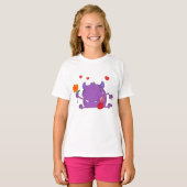 Lila Monster in Liebe Girls T - Shirt (Vorne ganz)