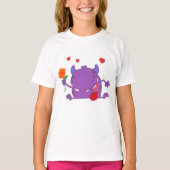 Lila Monster in Liebe Girls T - Shirt (Vorderseite)