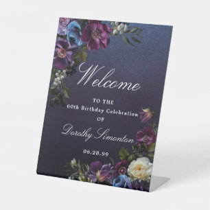 Lila Moody Blume 60. Geburtstag Willkommen Sockelschild