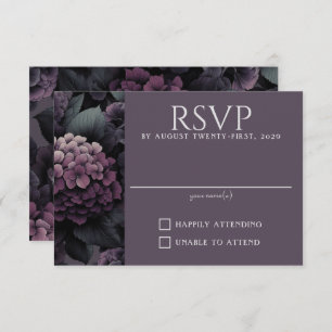 Lila Moody Floral RSVP Karte