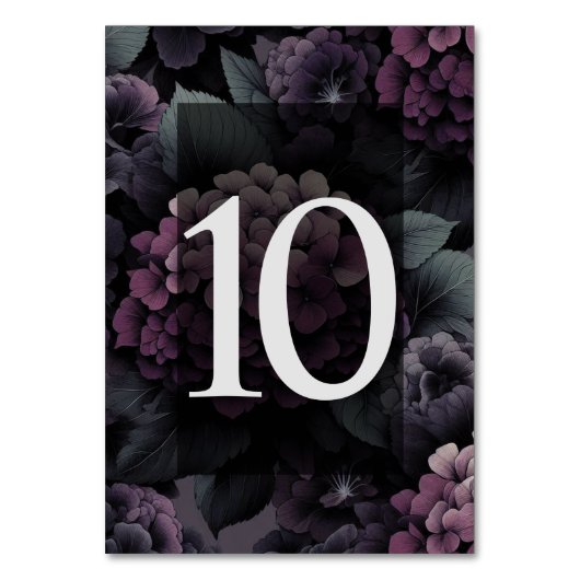 Lila Moody Floral Tischnummer (Vorderseite)