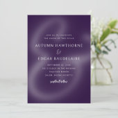 Lila Moody Typografie Ampersand Hochzeit Einladung (Stehend Vorderseite)