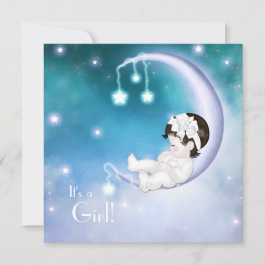 Lila Moon Baby Dusche Einladung (Vorderseite)