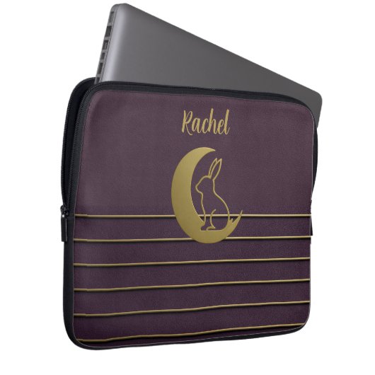 Lila Moon Bunny Design Electronics Bag Laptopschutzhülle (Vorne Rechts)