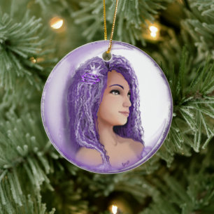 Lila Moon Child Keramik Ornament