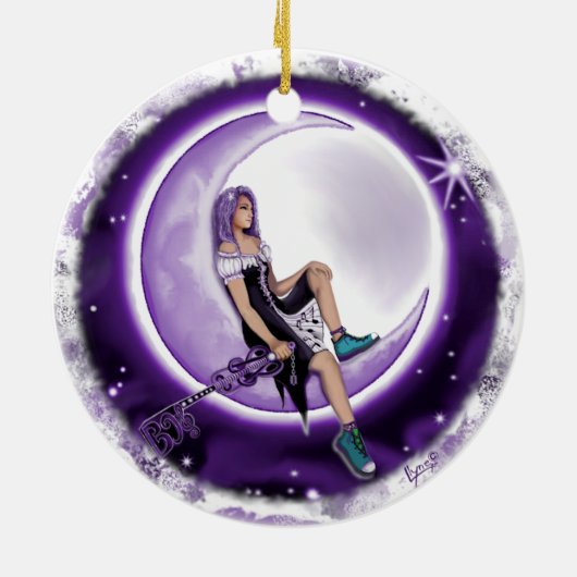 Lila Moon Child Keramik Ornament (Hinten)