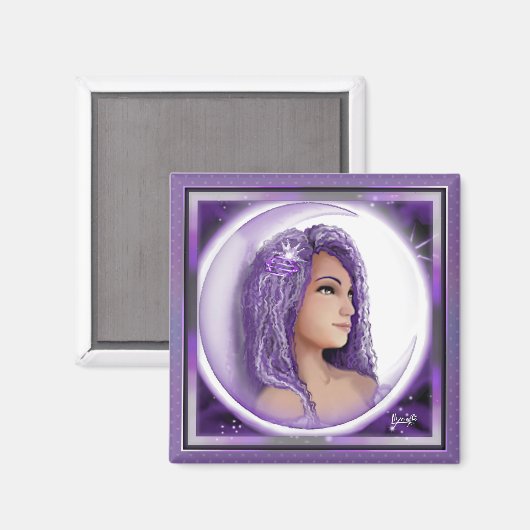 Lila Moon Child Magnet (Vorderseite/Rückseite)