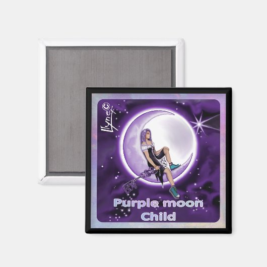 Lila Moon Child Magnet (Vorderseite/Rückseite)