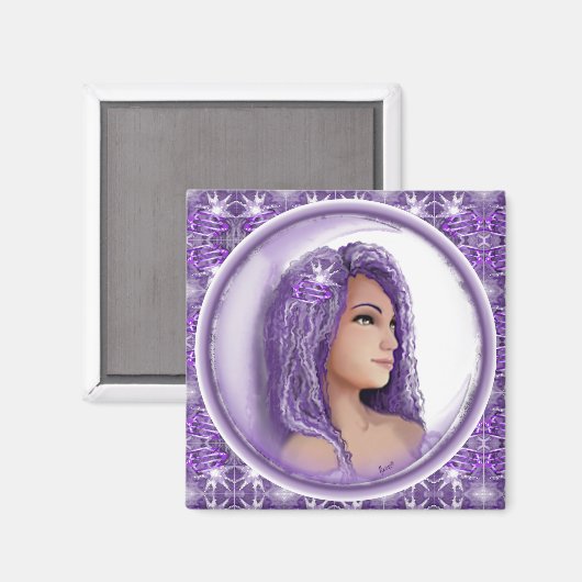 Lila Moon Child Magnet (Vorderseite/Rückseite)