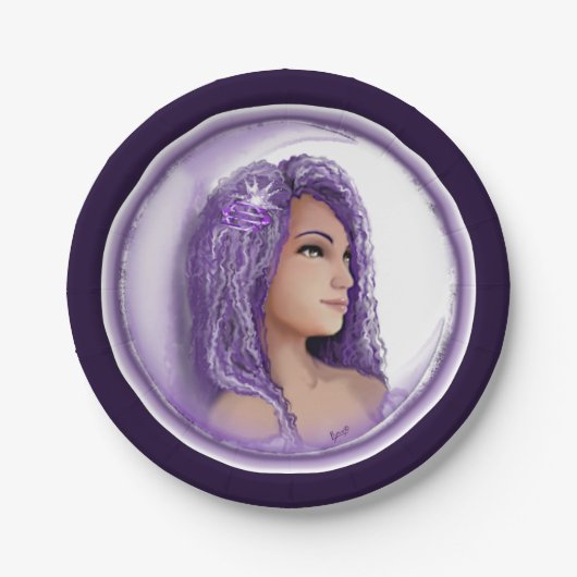 Lila Moon Child Paper Plate Pappteller (Vorderseite)