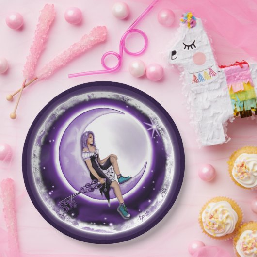 Lila Moon Child Paper Plate Pappteller (Party)