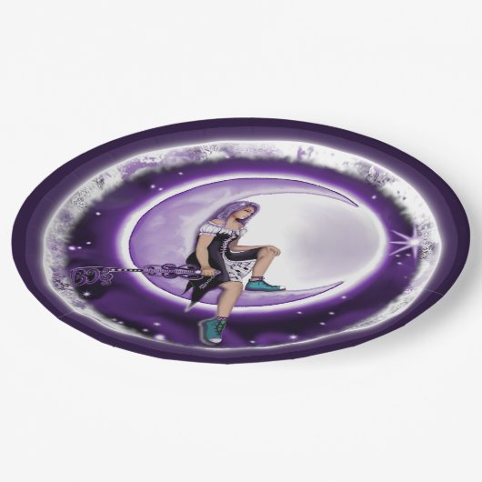 Lila Moon Child Paper Plate Pappteller (Schrägansicht)