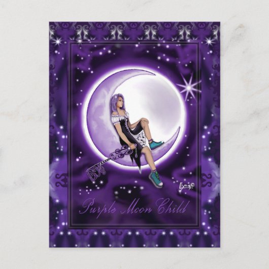 Lila Moon Child Postkarte (Vorderseite)
