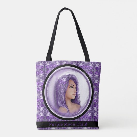 Lila Moon Child Totbeutel Tasche (Rückseite)