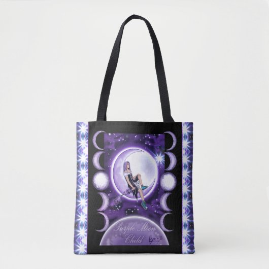 Lila Moon Child Totbeutel Tasche (Vorderseite)