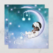 Lila Moon Ethnic Baby Girl Dusche Einladung (Vorne/Hinten)